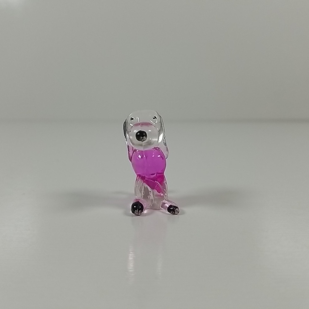 Vintage Lucite Plastic Crystalite Pets Snoopy Dog Ornament Figurine Clear Pink